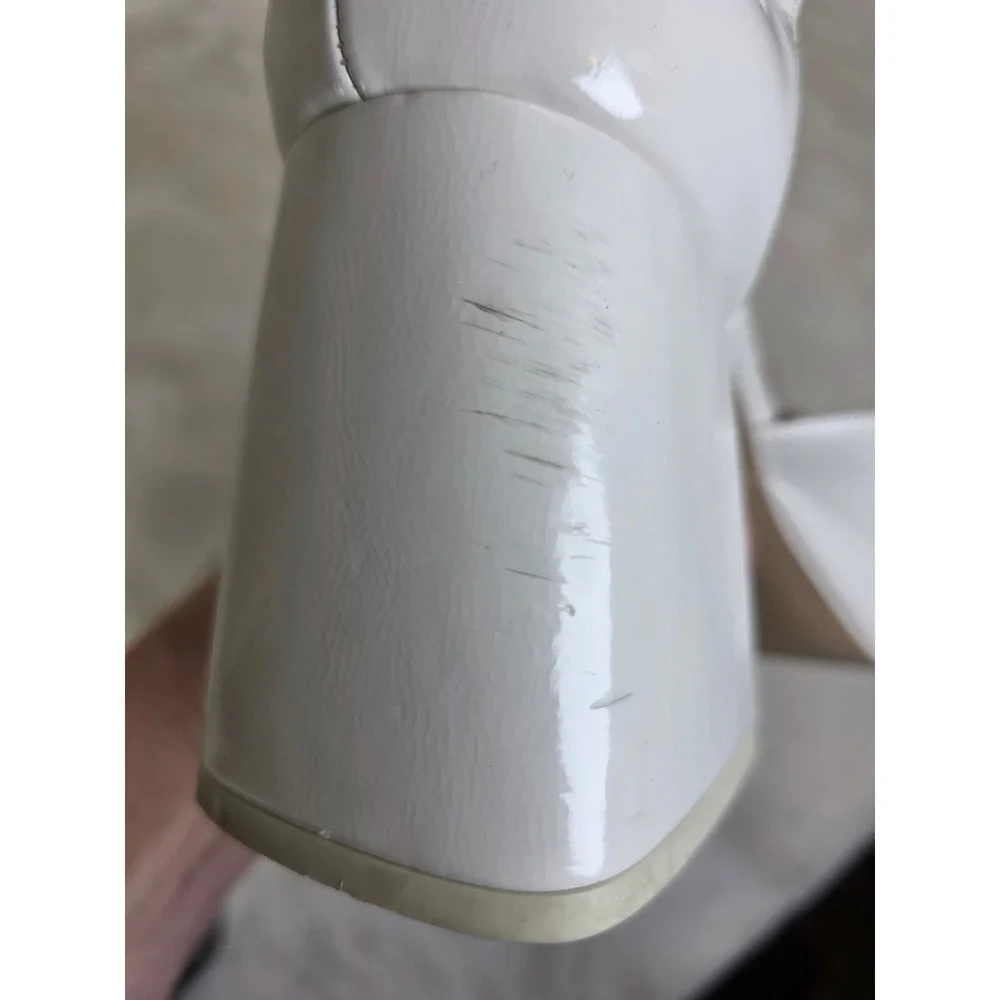 White Patent Platform Chunky Block Heel‎ Mary Jane Shoes Women's Size 6